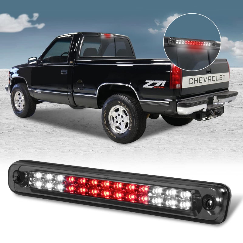 KOMAS 3rd Third Tail Rear Brake Light Replacement For 1988 1989 1990 1991 1992 1993 1994 1995 1996 1997 1998 1999 Chevy GMC C/K-Series GMT400, Waterproof Dual Row Tail Rear Cargo Light Lamp (Smoke) - Image 1